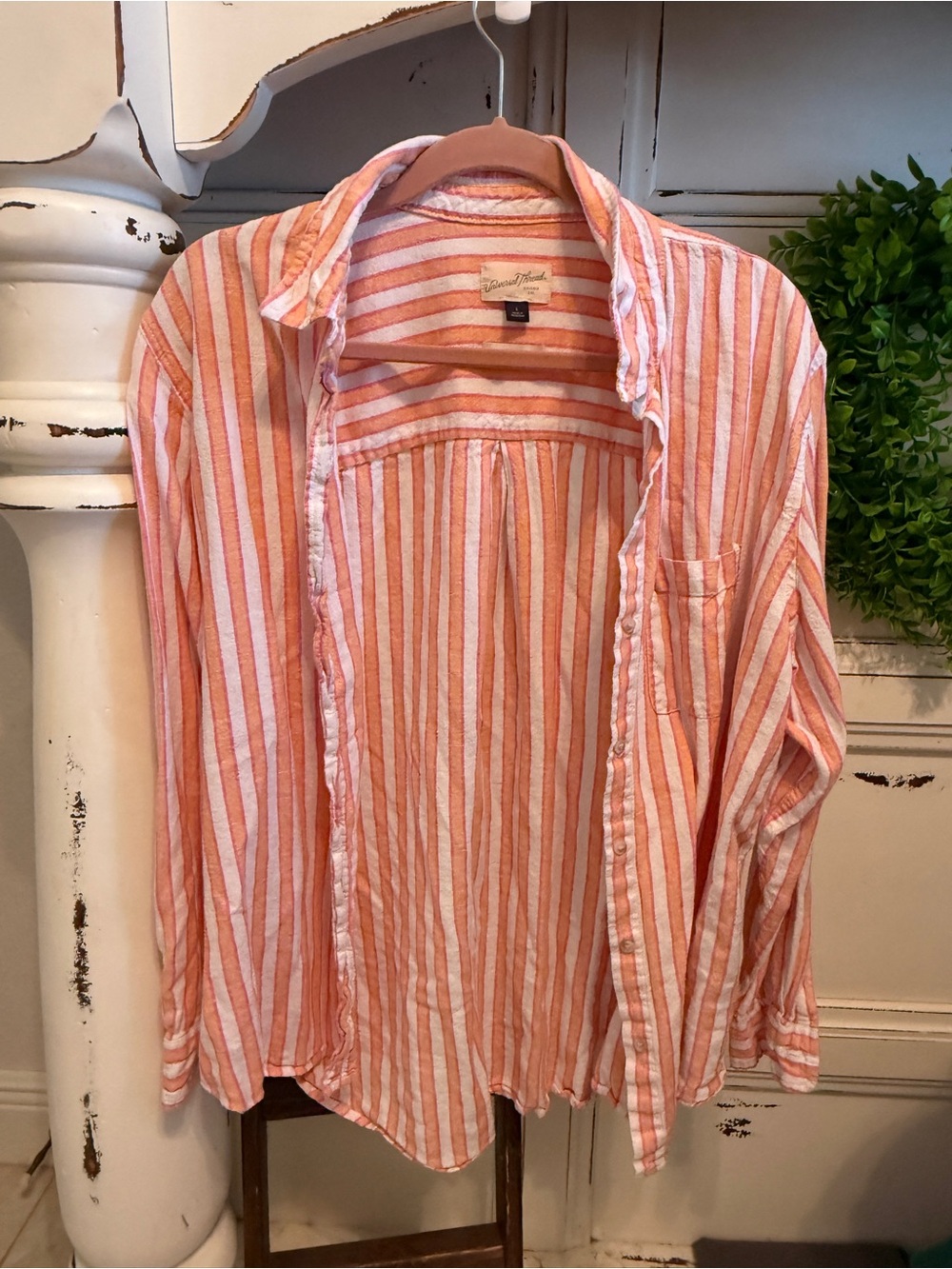 Universal Thread Striped Relaxed Button down  — Pink & Orange